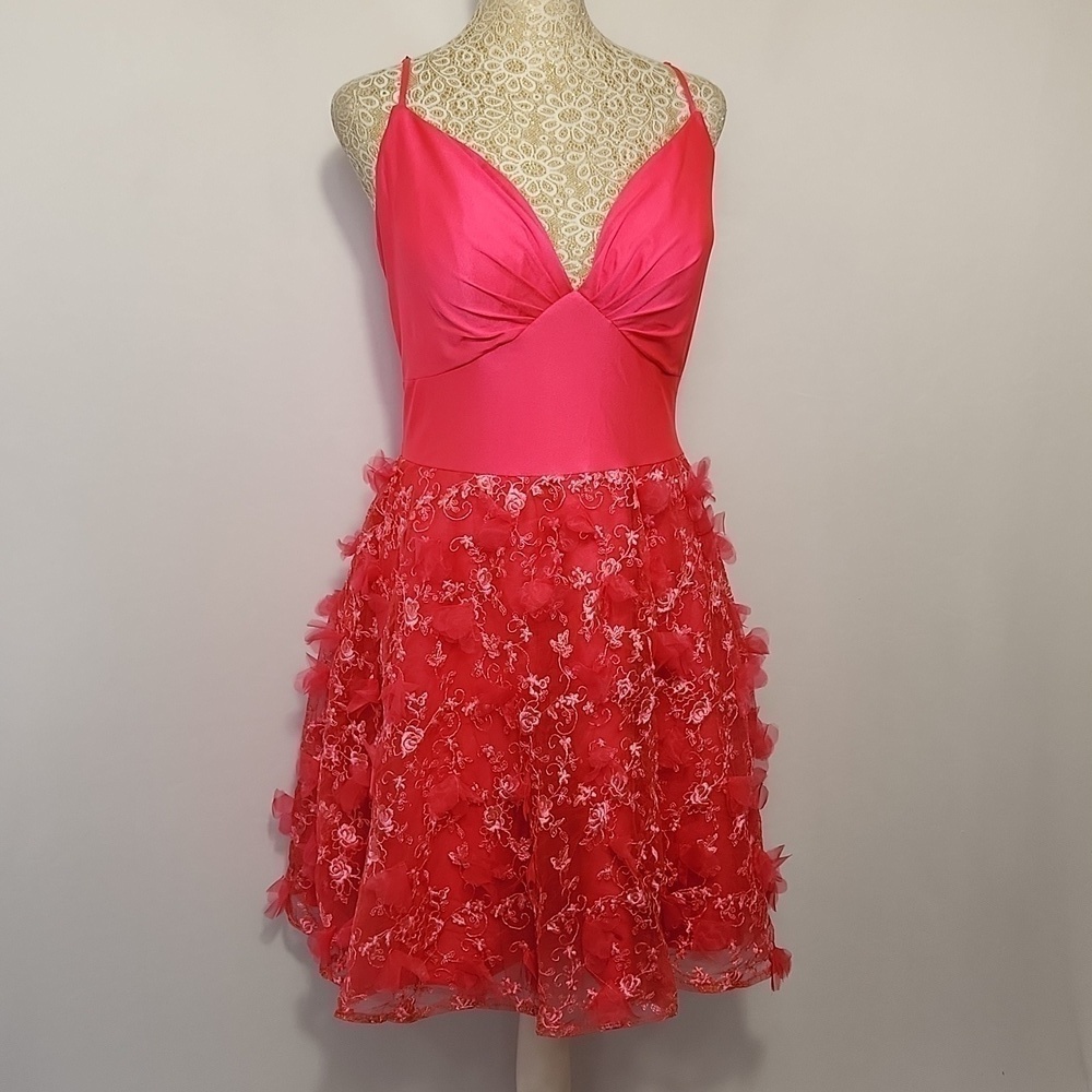 Hebeos Women's Size S Princess Pink Spaghetti Strap Sleeveless Mini Party Dress